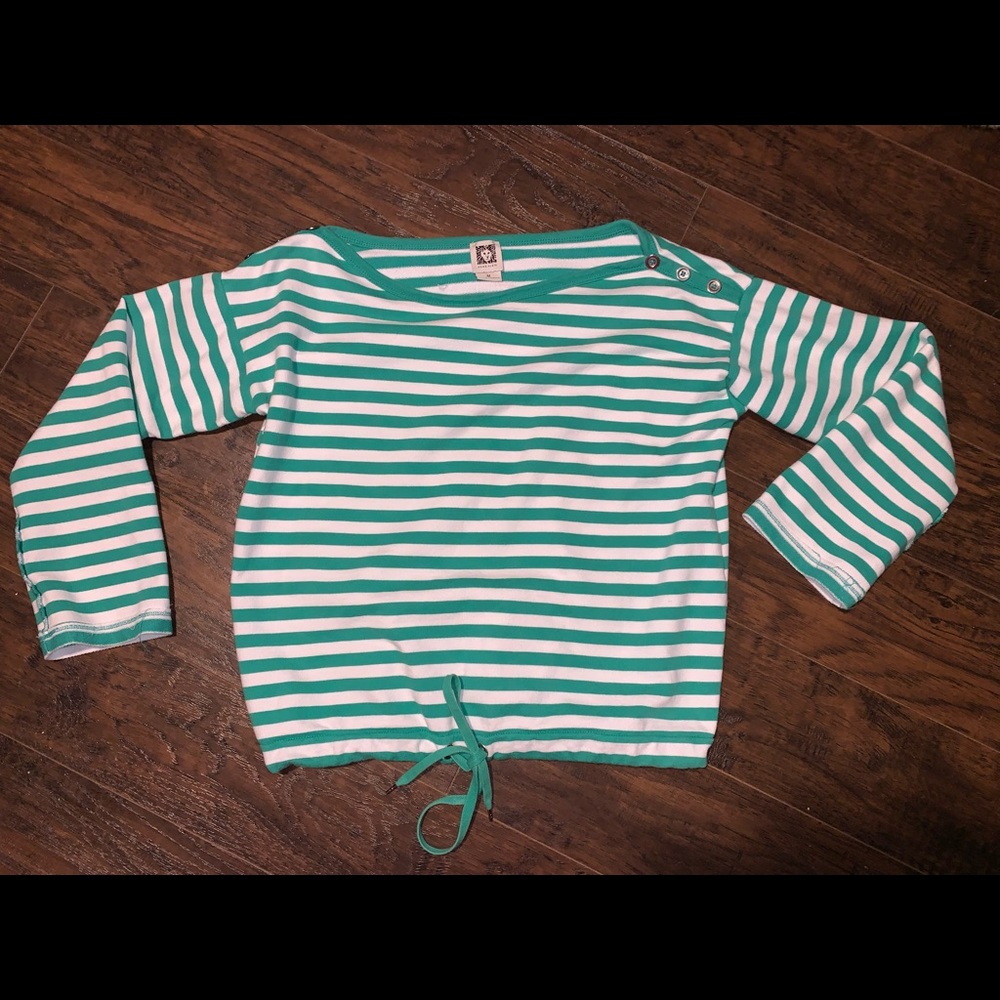 Anne Klein green and white stripe boat neck size M